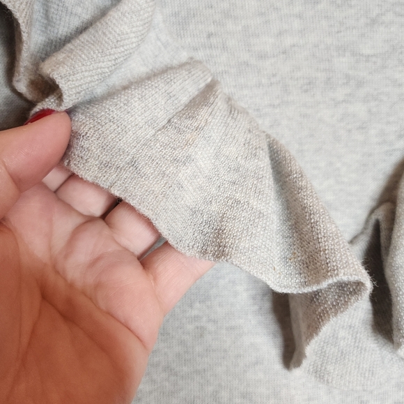 J. Crew Merino Wool Grey Turtleneck Ruffle Sweater Zip Cuffs Size Medium - Picture 7 of 16